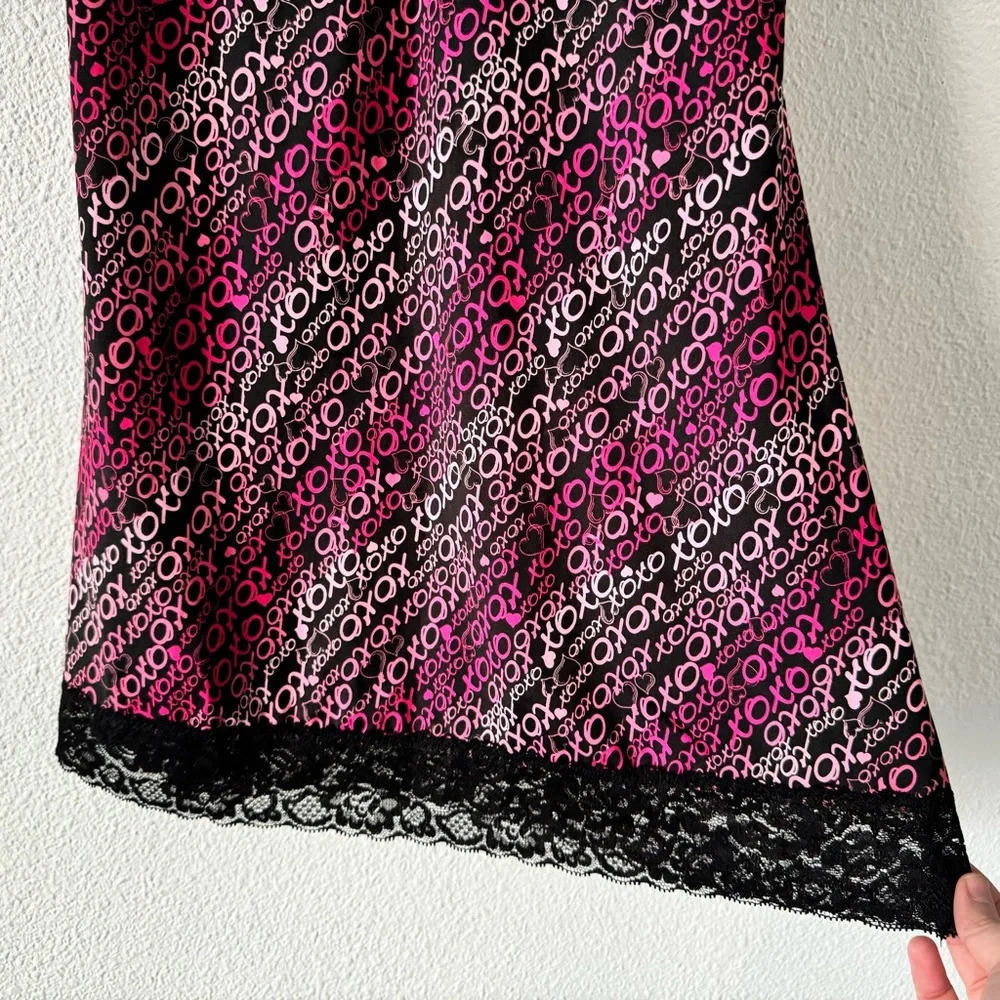 XOXO Black Hearts Nightie Dress Lace Nightgown  Size 6/Medium Feminine - Picture 3 of 8